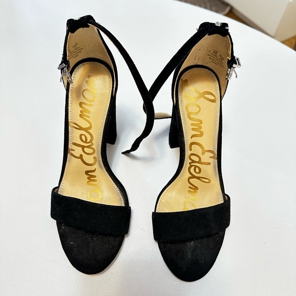 SAM EDELMAN Black Suede Yaro Heels 5 - Picture 2 of 4
